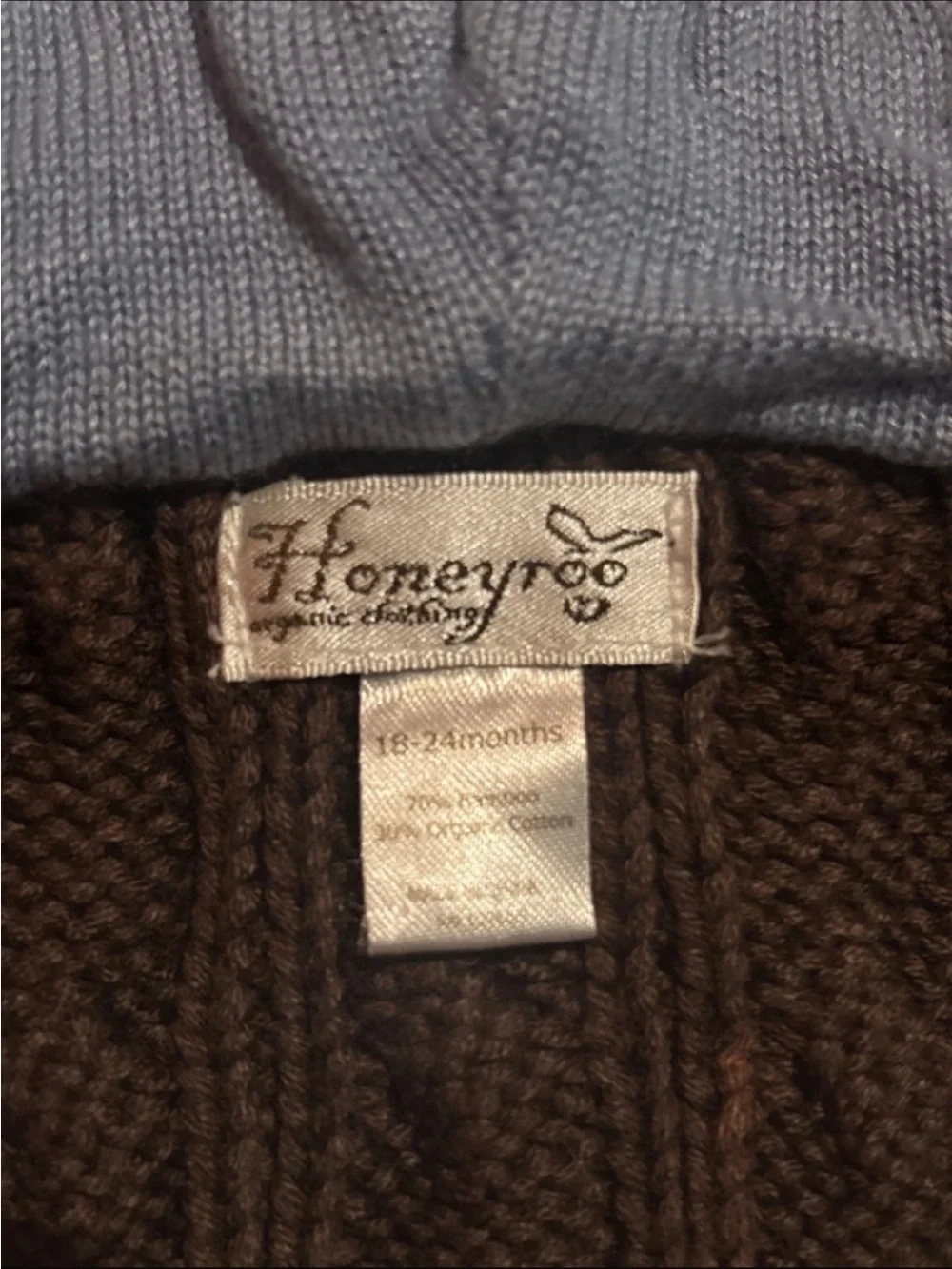 Kids Hooded Cable Knit Zip Jacket - Brown